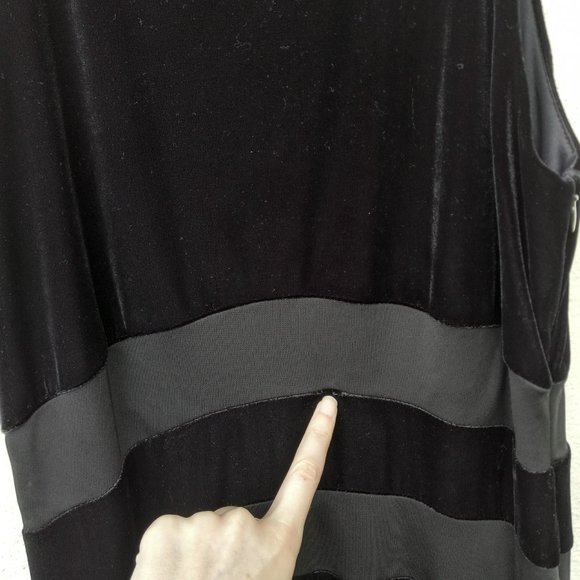 90s Vintage Minimalist Black Velvet Column Maxi Evening Gown Holiday NYE Event M - Picture 6 of 16